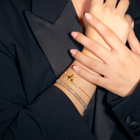 Pulsera Lotus Style estrellas y círculos dorados LS2599-2/2