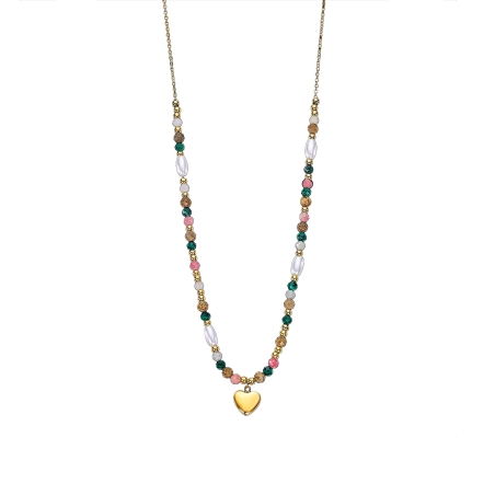 Collar Lotus Style acero corazón dorado LS2553-1/2