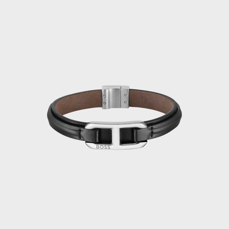 Pulsera Hugo Boss piel negra hombre 1580783M