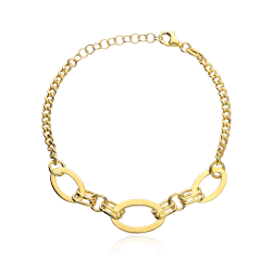 Pulsera Plata primera ley baño Oro 18k óvalos "Klum"