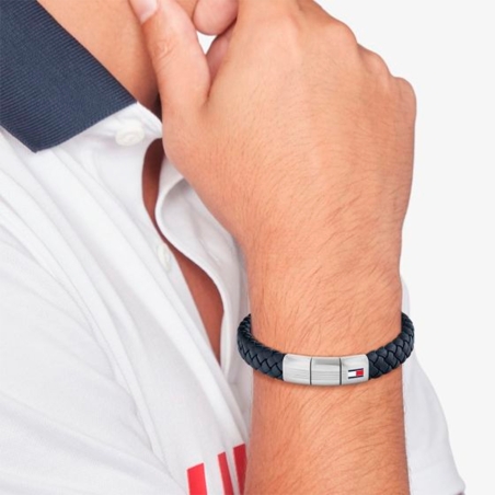 Pulsera Tommy Hilfiger piel trenzada azul 2790660