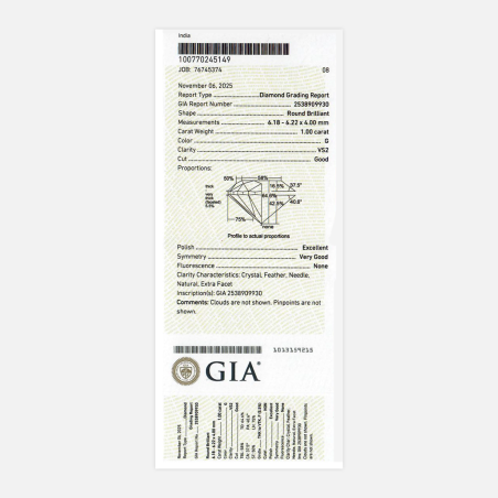 Solitario Oro 18k y diamante G VS2 1.00cts "Roma"