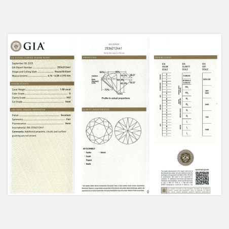 Solitario Oro 18k y diamante G VS2 1.00cts "Roma"