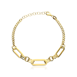 Pulsera Plata primera ley baño Oro 18k eslabones "Klum"