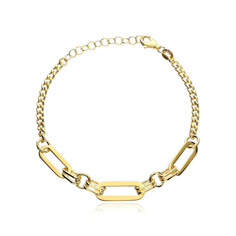 Pulsera Plata primera ley baño Oro 18k eslabones "Klum"