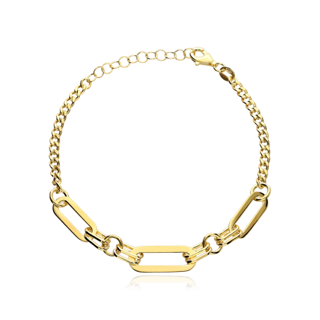 Pulsera Plata primera ley baño Oro 18k eslabones "Klum"