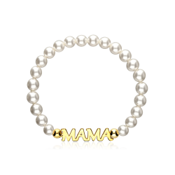 Pulsera personalizable Plata baño Oro 18k y perlas "Elie"