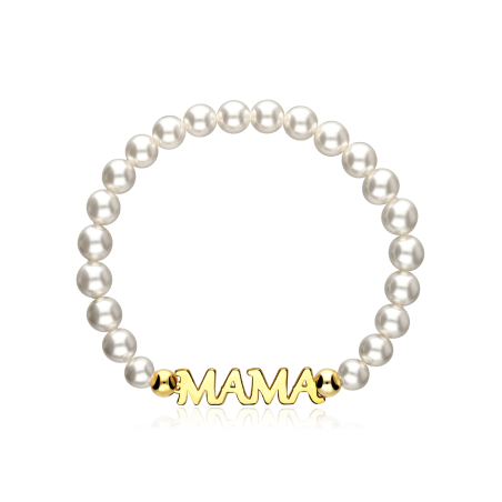 Pulsera personalizable Plata baño Oro 18k y perlas "Elie"