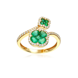 Anillo Oro 18k, esmeraldas y diamantes 0.287cts "Vann"