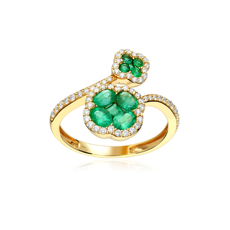 Anillo Oro 18k, esmeraldas y diamantes 0.287cts "Vann"