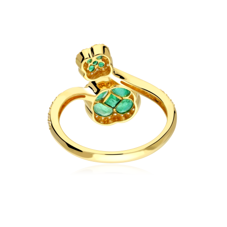 Anillo Oro 18k, esmeraldas y diamantes 0.287cts "Vann"