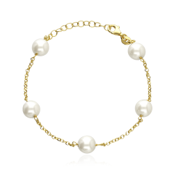 Pulsera Plata baño Oro 18k y perlas cultivadas "Campbell"
