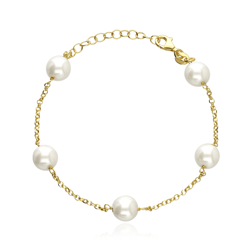 Pulsera Plata baño Oro 18k y perlas cultivadas "Campbell"