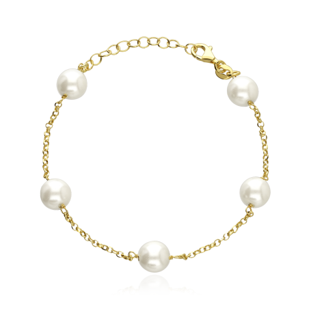 Pulsera Plata baño Oro 18k y perlas cultivadas "Campbell"