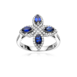 Anillo Oro 18k, zafiros y diamantes 0.25cts "Isabel"