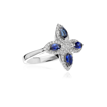 Anillo Oro 18k, zafiros y diamantes 0.25cts "Isabel"