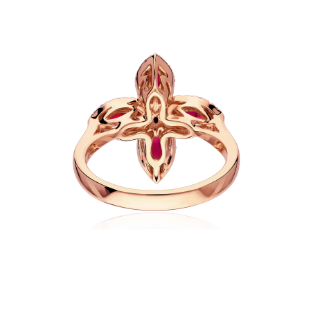 Anillo Oro 18k, rubíes y diamantes 0.26cts "Isabel"