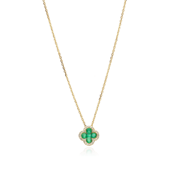 Gargantilla Oro 18k, esmeraldas y diamantes 0.08cts "Vann"