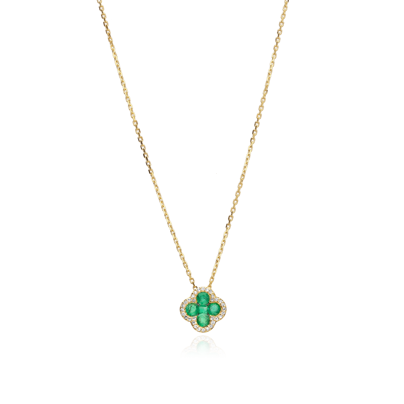 Gargantilla Oro 18k, esmeraldas y diamantes 0.08cts "Vann"