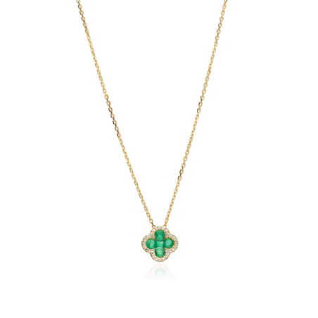 Gargantilla Oro 18k, esmeraldas y diamantes 0.08cts "Vann"