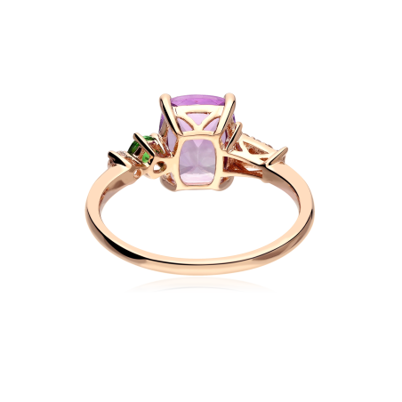 Anillo Oro rosa 18k, amatista, granate y diamantes 0.09cts "Zavene"