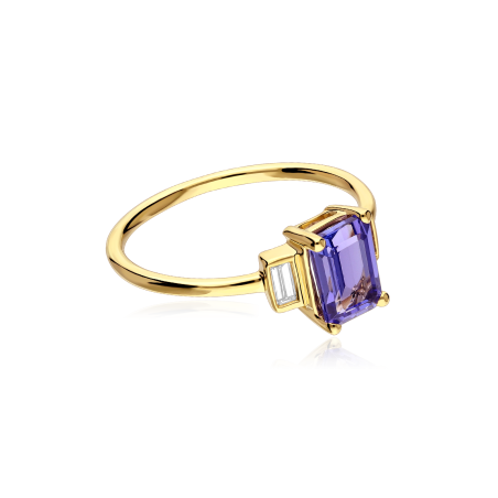 Anillo Oro 18k, topacio y diamantes 0.10cts "Leden"