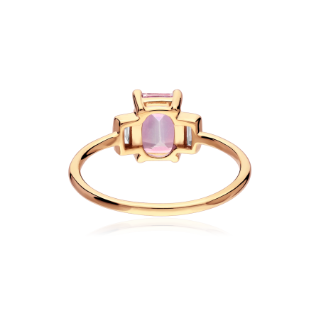 Anillo Oro 18k, topacio rosa y diamantes 0.09cts "Leden"