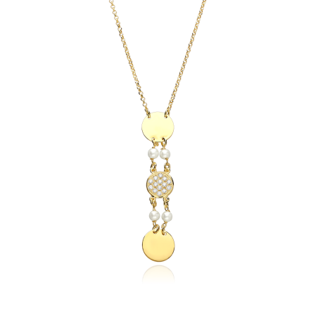 Gargantilla Plata ley baño, circonitas y perlas cultivadas "Riomo"