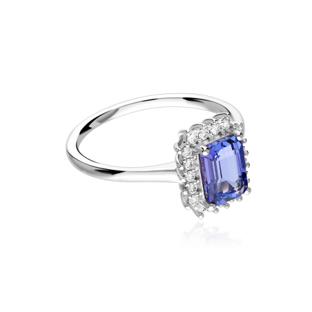 Anillo Oro 18k, topacio y diamantes 0.185cts "Crusset"