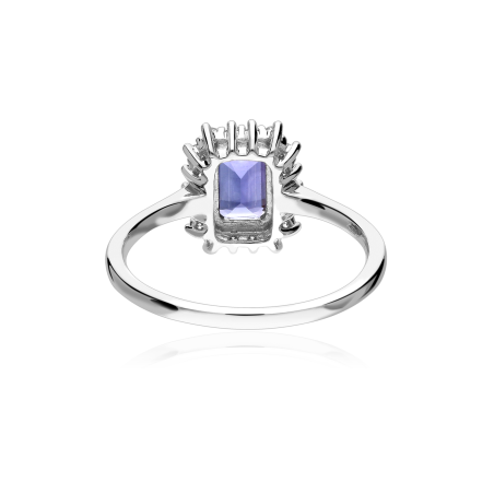 Anillo Oro 18k, topacio y diamantes 0.185cts "Crusset"