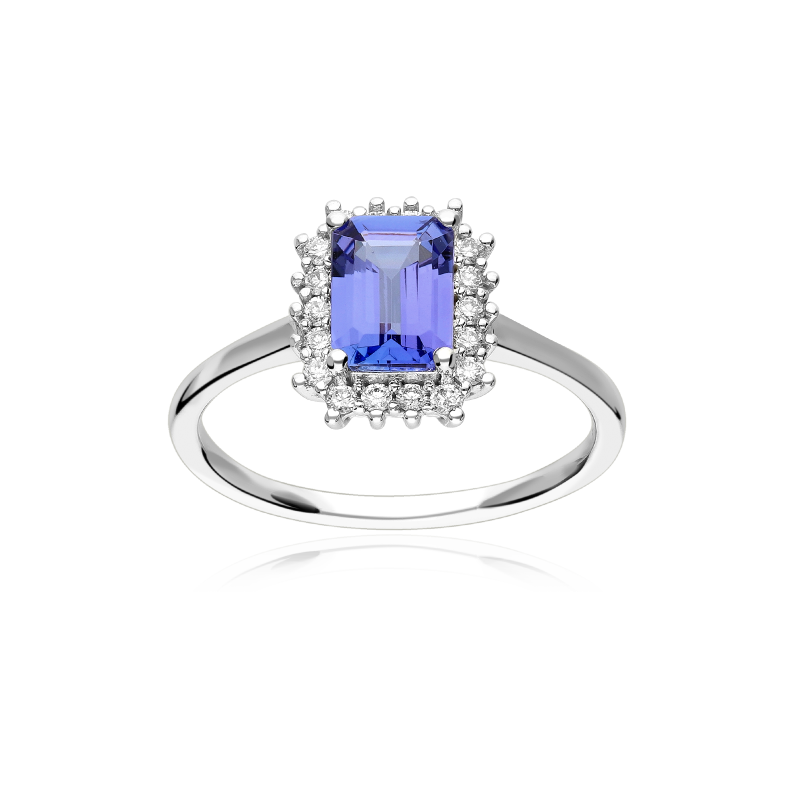 Anillo Oro 18k, topacio y diamantes 0.185cts "Crusset"