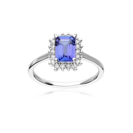 Anillo Oro 18k, topacio y diamantes 0.185cts "Crusset"