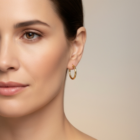 Aros Plata ley con baño Oro 18k "Evangelin"