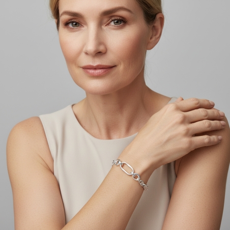 Pulsera Plata primera ley 19cm "Agadir"