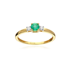 Anillo Oro 18k, esmeralda y diamantes 0.08cts "Moss"