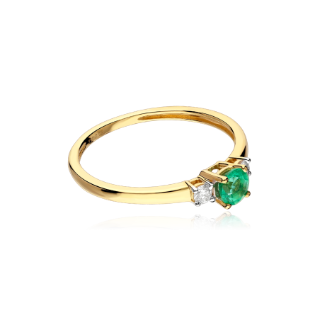 Anillo Oro 18k, esmeralda y diamantes 0.08cts "Moss"
