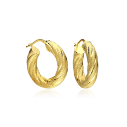 Aros Plata ley baño Oro tallados 18k "Gigi"