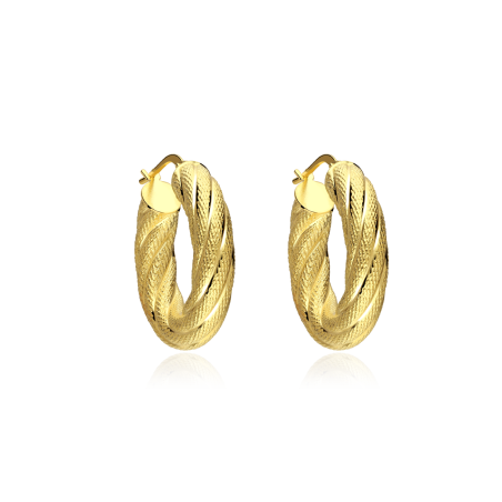 Aros Plata ley baño Oro tallados 18k "Gigi"