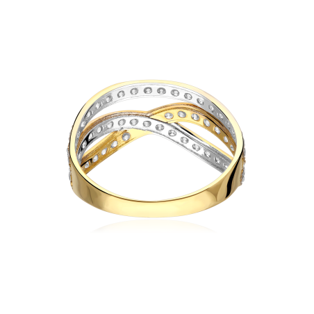 Anillo Oro Bicolor 18k y circonitas "Entrelazos"