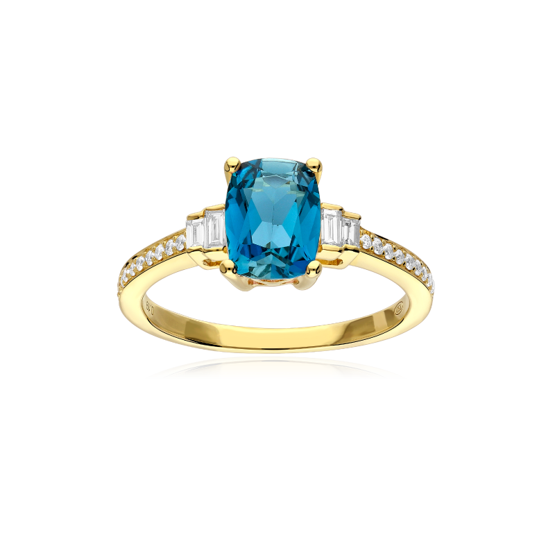 Anillo Oro 18k topacio y diamantes 0.40cts "Lawson"