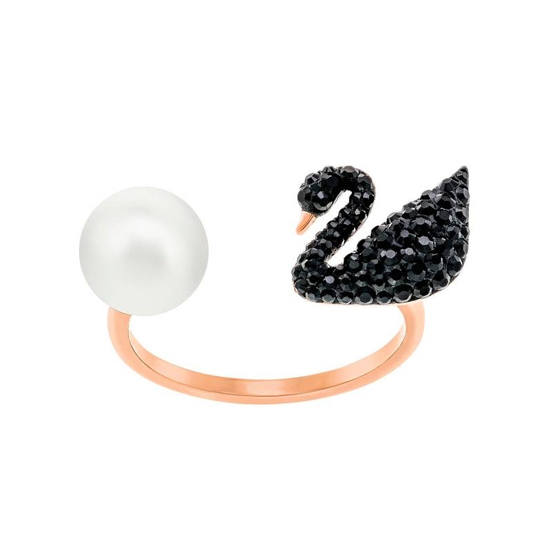 Anillo Swarovski Iconic Swan Black JET/ROS