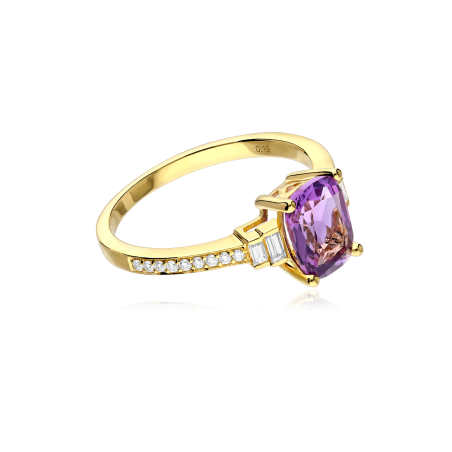 Anillo Oro 18k amatista y diamantes 0.24cts "Lawson"