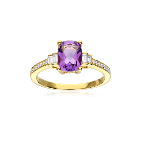 Anillo Oro 18k amatista y diamantes 0.24cts "Lawson"