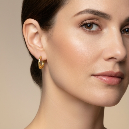 Aros Plata primera ley baño Oro 18k 19mm "Brumi"