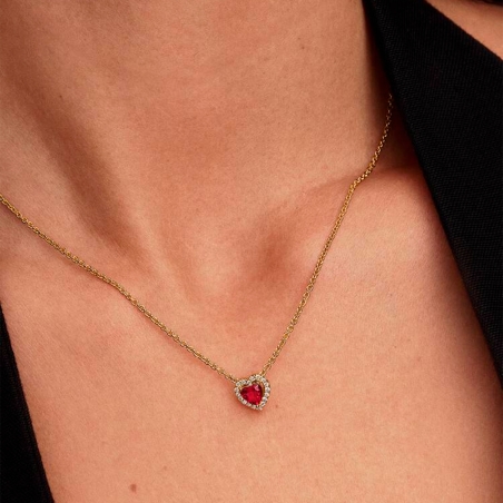 Collar Pandora corazón brillante rojo 368425C02-45