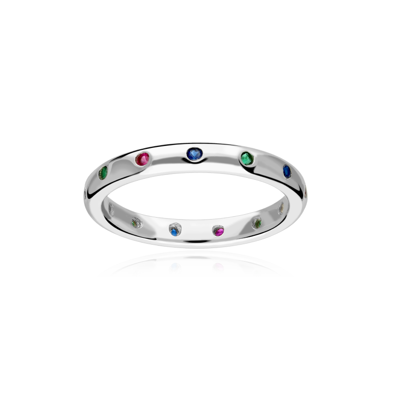 Anillo Plata de ley y circonitas colores "Asha"