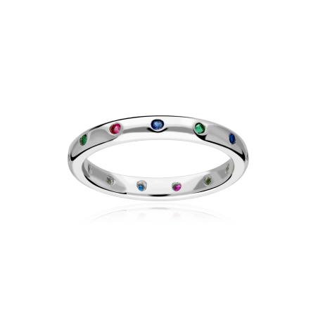 Anillo Plata de ley y circonitas colores "Asha"