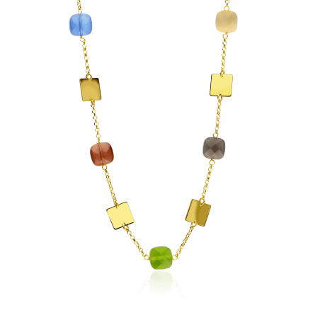 Gargantilla Plata baño Oro 18k y gemas "Schiffer":