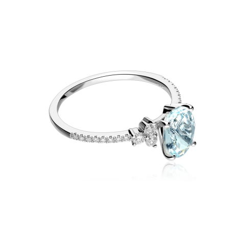Anillo Oro 18k, aguamarina y diamantes 0.25cts "Almada"