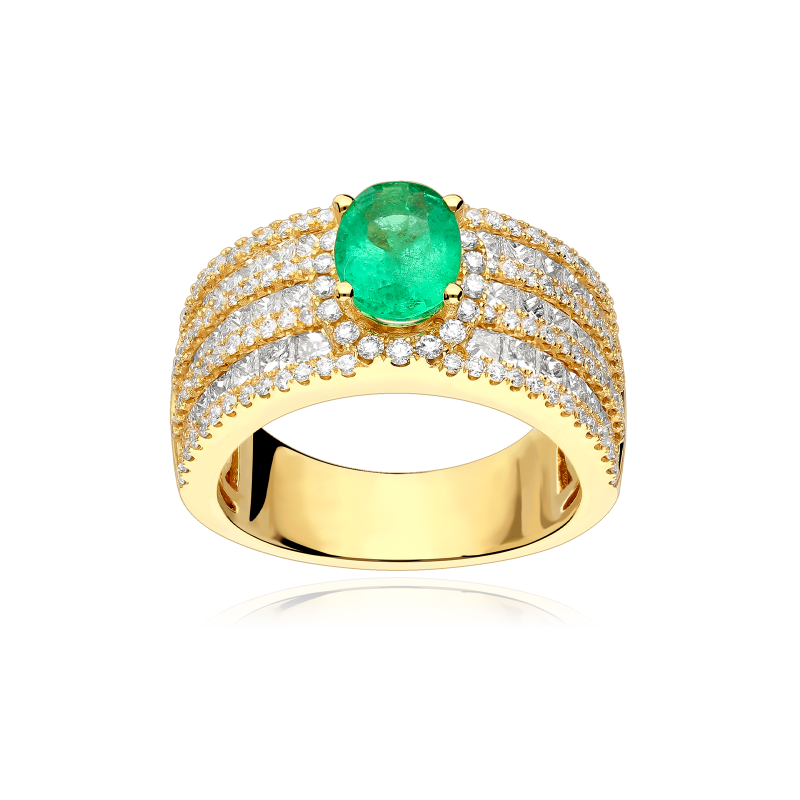 Anillo Oro 18k, esmeralda y diamantes 2.01cts "Anchor"